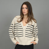 Fatima Cardigan | White Beach Stripe