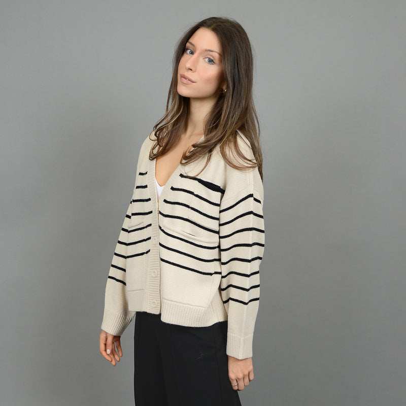 Fatima Cardigan | White Beach Stripe - FINAL SALE