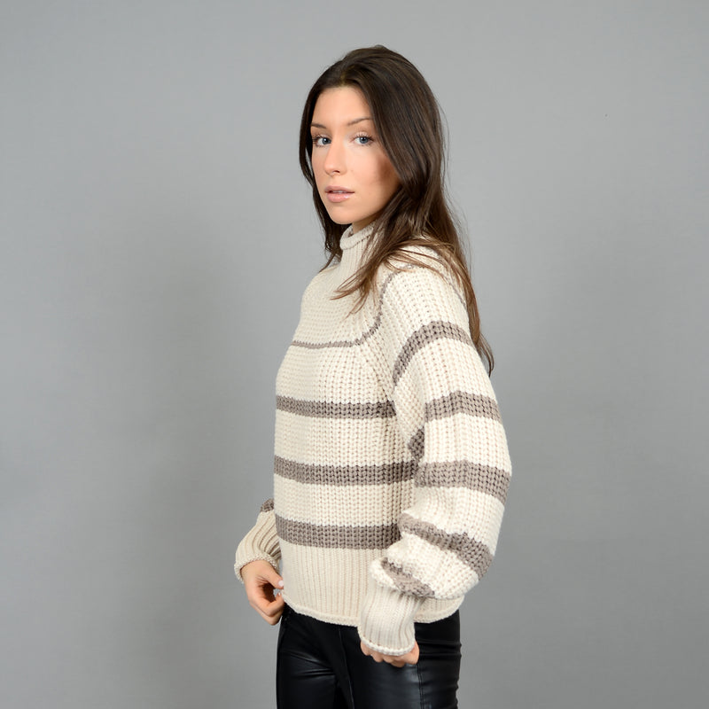 Harlow Pullover | White Beach Stripe