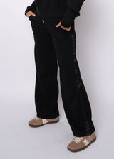 Erika Pants | Black Satin Stripe