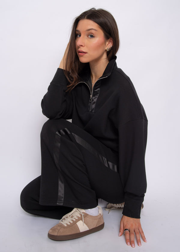 Saruna Pullover | Black Satin Stripe