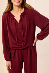 Front Knot Blouse | Cherry Lacquer