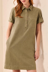 Pop Over Shirt Dress | Olive Stone