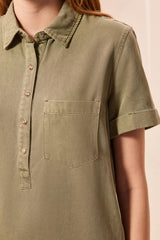 Pop Over Shirt Dress | Olive Stone
