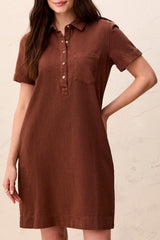 Pop Over Shirt Dress | Rustic Brown