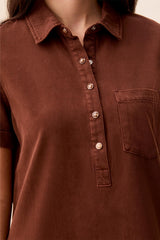 Pop Over Shirt Dress | Rustic Brown