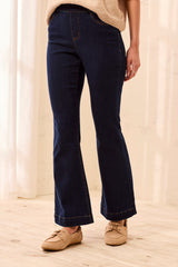 Audrey Pull On Flare Jeans | Dark Night