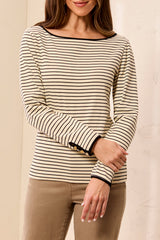 Boatneck Striped Top | Black