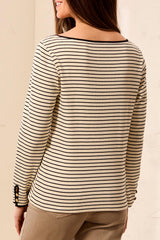 Boatneck Striped Top | Black