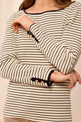 Boatneck Striped Top | Black