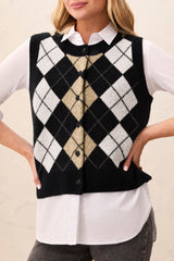 Argyle Sweater Vest | Black
