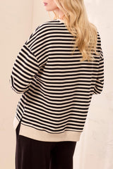 Striped Crewneck | Black