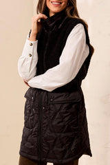 Mixed Media Sherpa Vest | Black