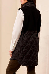 Mixed Media Sherpa Vest | Black