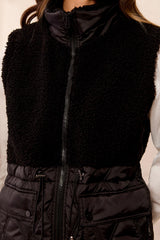 Mixed Media Sherpa Vest | Black