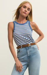 Select Striped Tank | Calypso Blue Indigo