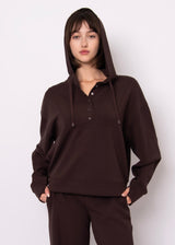 Sallie Snap Front Hoodie | Brown