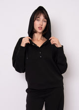 Sallie Snap Front Hoodie | Black