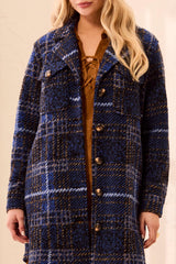 Knit Plaid Jacket | Electric Blue