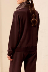 Quilted Collar Pullover | Saddle Brown
