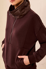 Quilted Collar Pullover | Saddle Brown