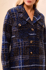 Knit Plaid Jacket | Electric Blue