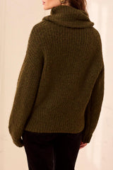 Drama Funnel Neck Sweater | Cedar Green