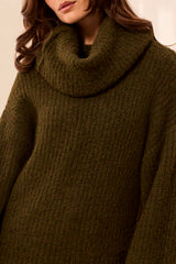 Drama Funnel Neck Sweater | Cedar Green
