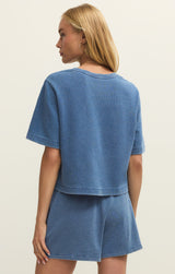 Curran Knit Denim Top | Calypso Blue Indigo