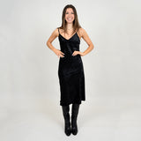 Layla Crushed Velvet Slip Dress | Black - FINAL SALE