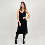 Layla Crushed Velvet Slip Dress | Black - FINAL SALE