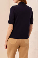 Funnel Neck Elbow Sleeve Top | Nightfall