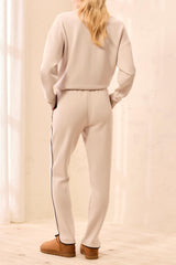 Pull On Stripe Ankle Pant | Sand Dune