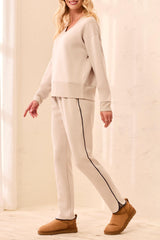 Pull On Stripe Ankle Pant | Sand Dune