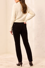 Audrey Micro Cord Pull On Pant | Black