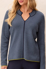 Split Neck Sweater | Blue Fog