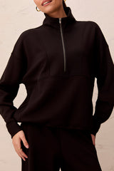 Mock Neck Pop Over | Black