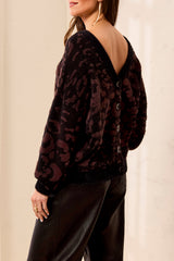 Reversible Jacquard Cardi Sweater | Saddle Brown