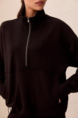 Mock Neck Pop Over | Black