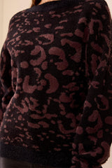 Reversible Jacquard Cardi Sweater | Saddle Brown