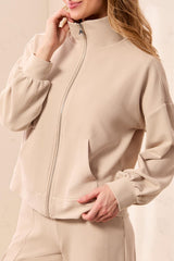 Mock Neck Full Zip | Sand Dune