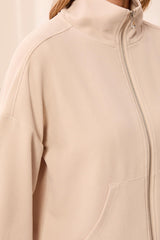 Mock Neck Full Zip | Sand Dune