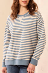 Striped Crewneck | Blue Fog