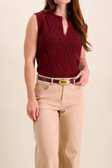 Maria Croc-Embossed Leather Belt | Burgundy