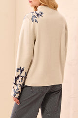 Printed Funnel Neck Sweater | Moonstone