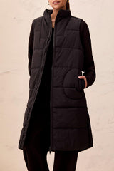 Long Quilted Vest | Black