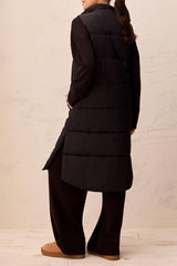 Long Quilted Vest | Black