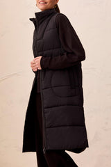 Long Quilted Vest | Black
