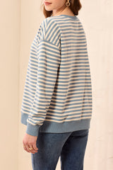 Striped Crewneck | Blue Fog