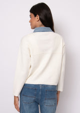 Avril Top | Winter White/Denim